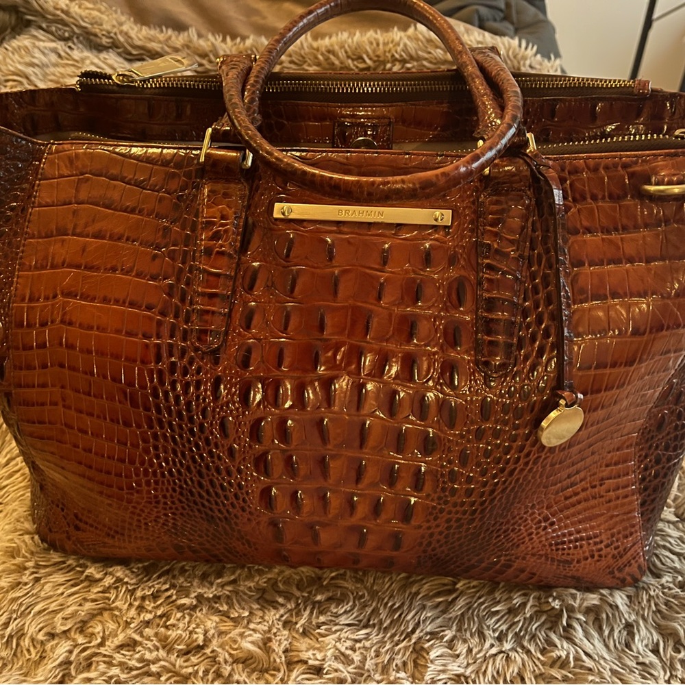 Authentic Brahmin Blake Satchel AND matching wallet. Great condition.